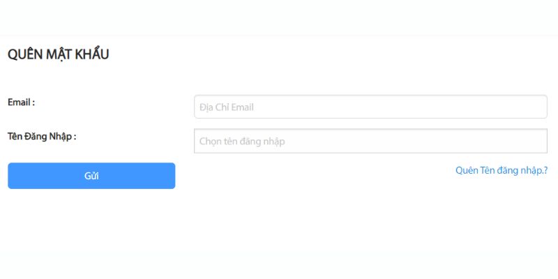 Cung cấp địa chỉ email để lấy lại mật khẩu Fun88 đăng nhập